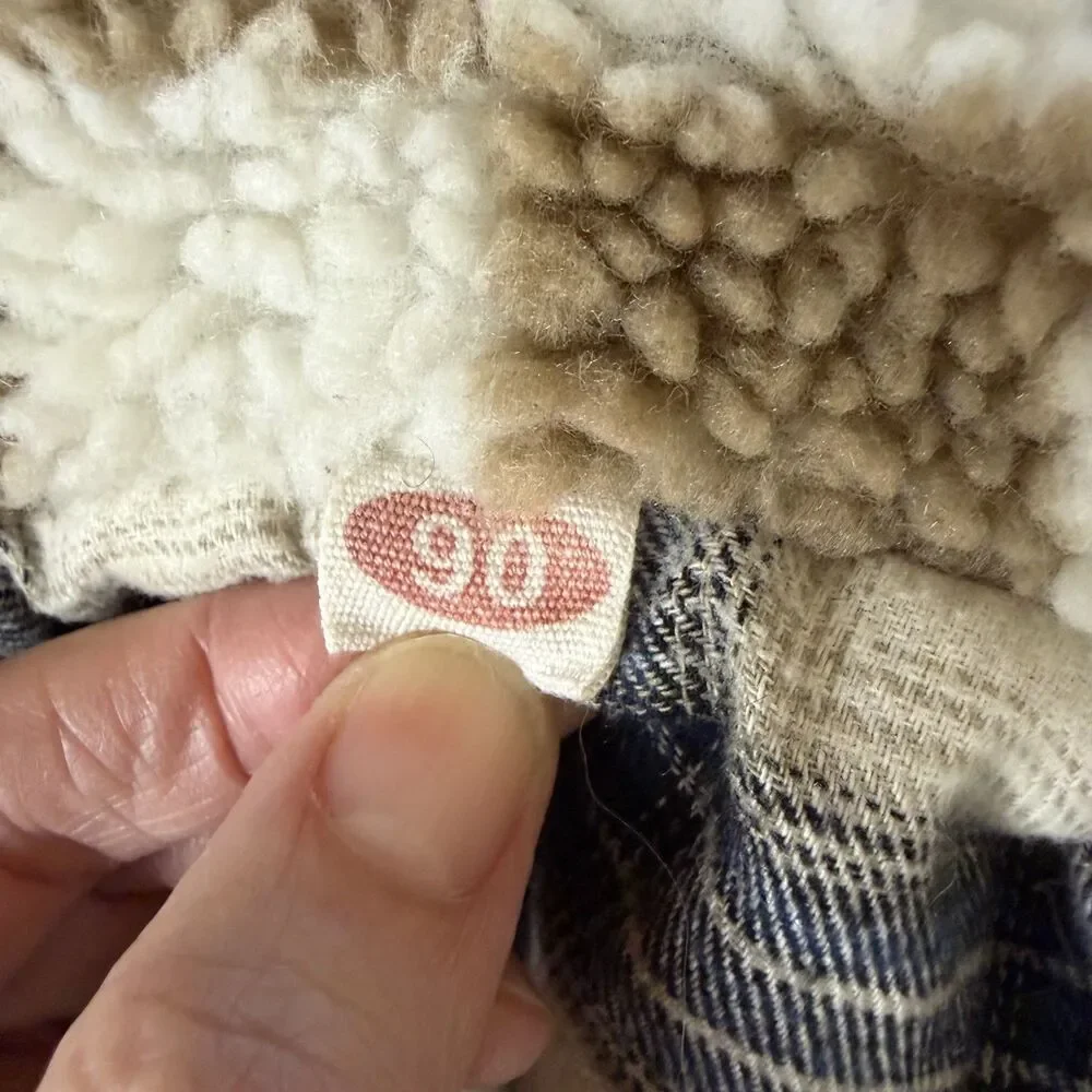 Sherpa Shearling Flannel Baby Girl Boy Jacket Plaid Check Tan 90 US 2T